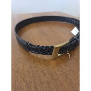 Vtg Braided Leather Belt Women's‎ Small Black Xs